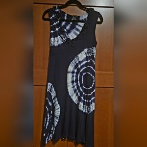 INC International Concepts Black and White Tie-Dye Midi Dress